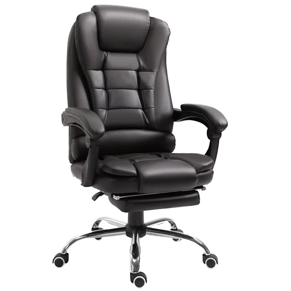 Brown High Back Executive Office Chair with Footrest