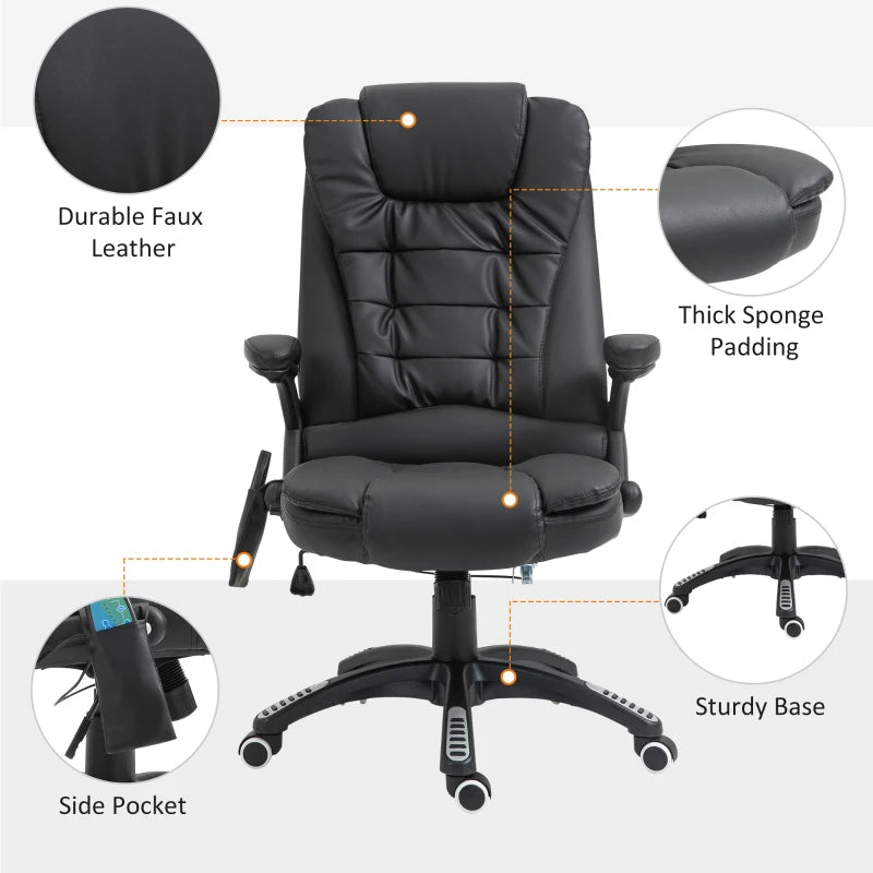 Black High Back Massage Office Chair with Heat
