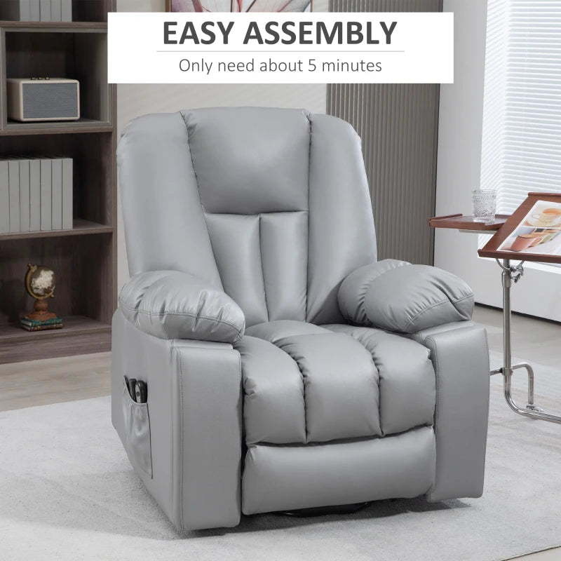 Charcoal Grey Massage Recliner with Heat and Eight Massage Points