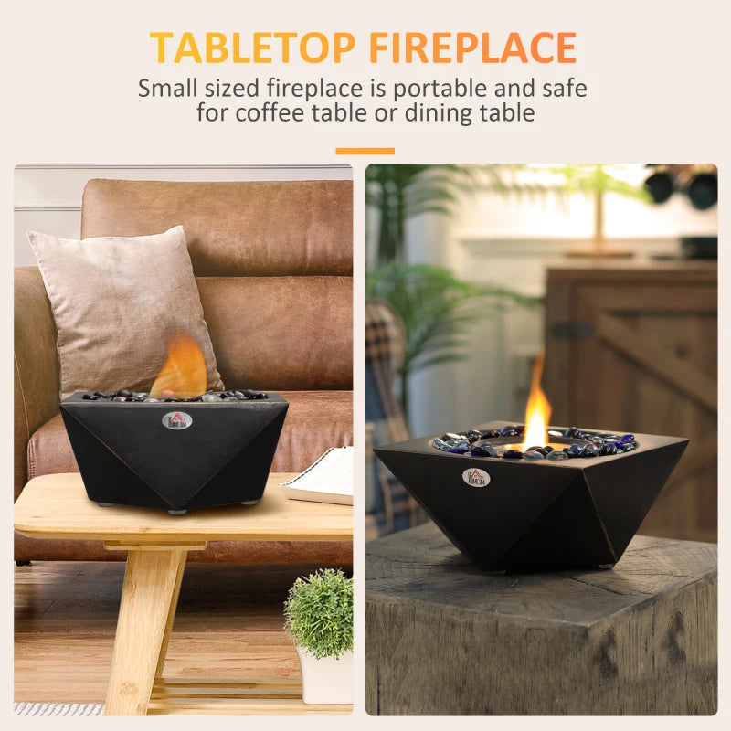 Black Concrete Tabletop Bioethanol Fireplace - 0.4L Tank