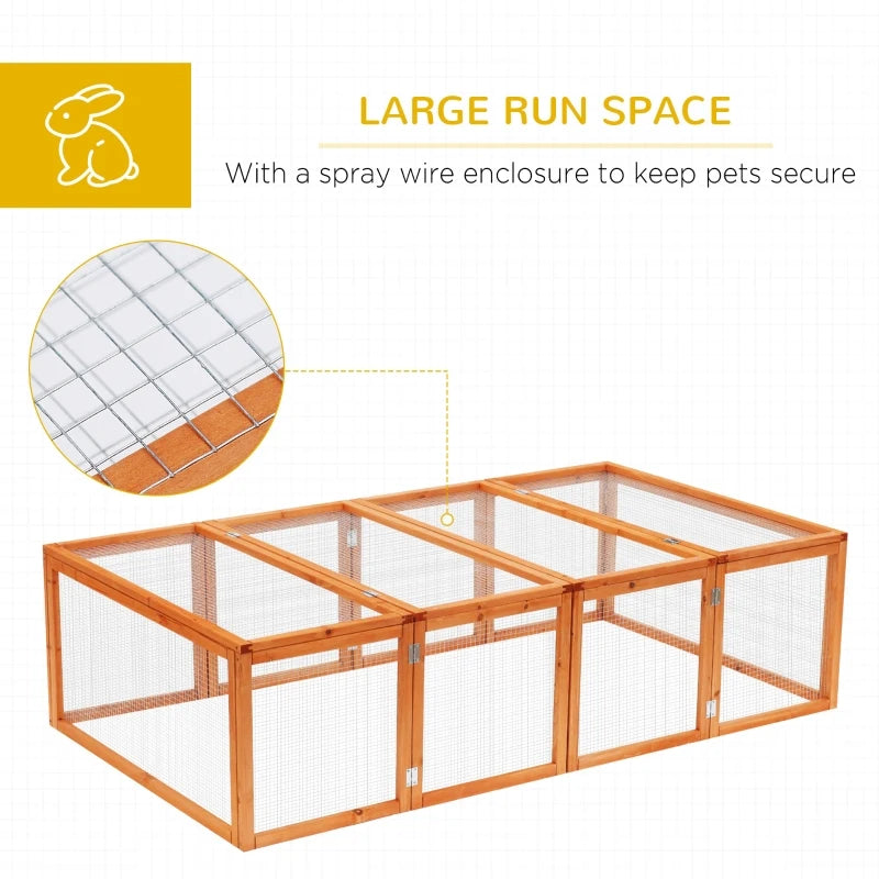 Wooden Rabbit Run Cage 6ft with Wire Mesh, Openable Roof, Outdoor Play Space - 181 x 100 x 48 cm