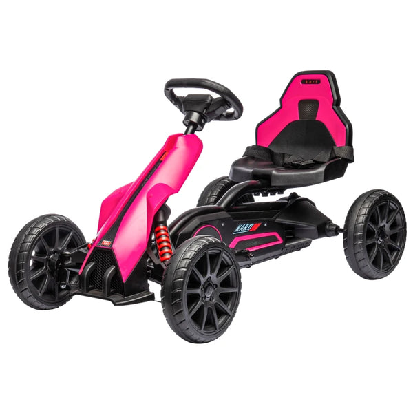 Kids Pink Electric Go Kart with Rechargeable Battery - 2 Speeds