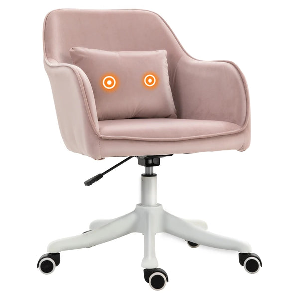 Velvet Pink Office Chair with Massage Lumbar Pillow
