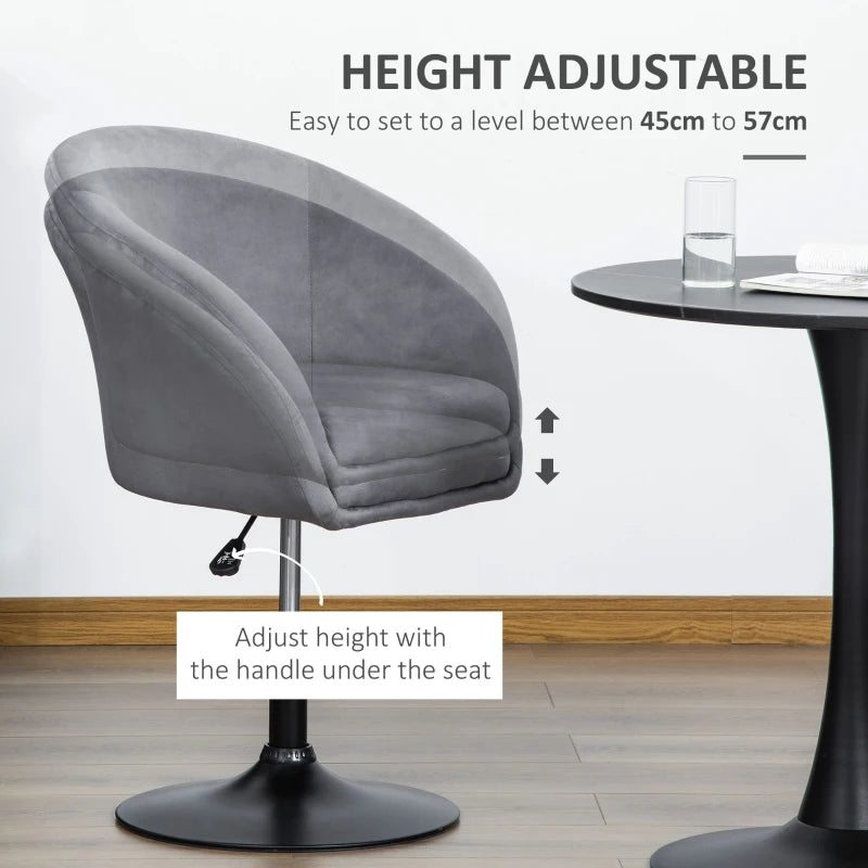 Grey Swivel Fabric Bar Stool with Adjustable Height