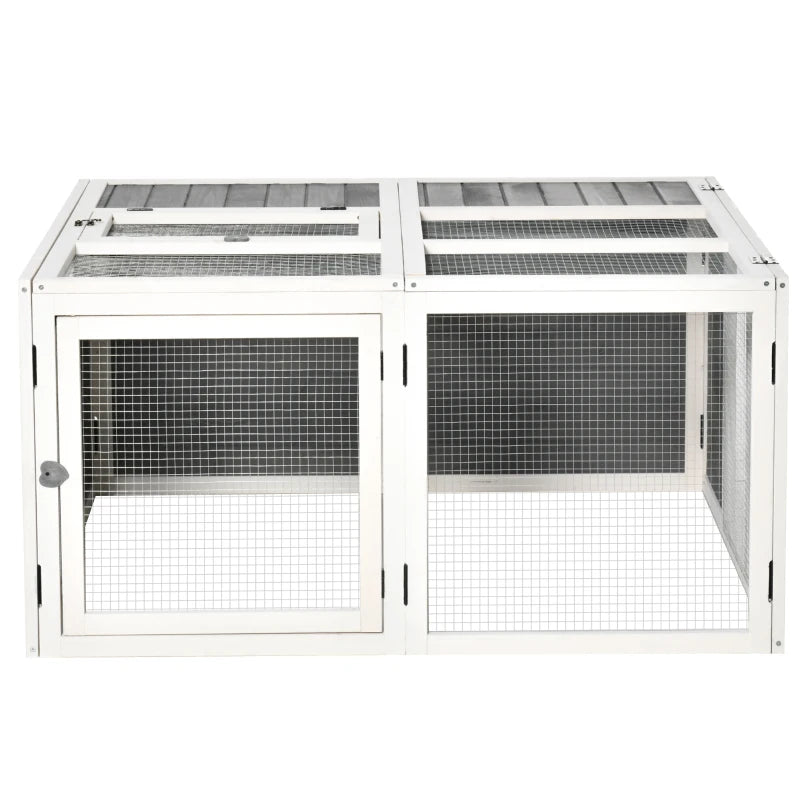 Grey 48 Inch Rabbit Hutch with Openable Roof