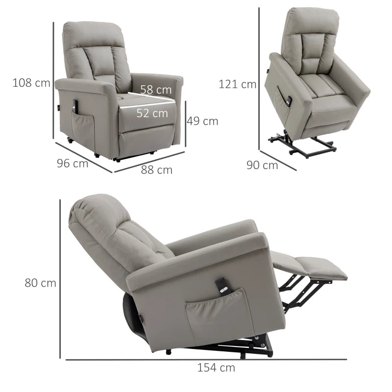 Grey Power Lift Recliner Chair for Elderly with Remote Control