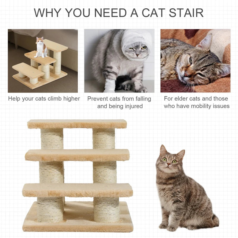 Beige 3-Tier Cat Scratch Stair Tree