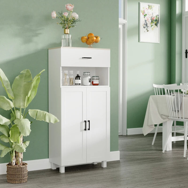 Nordic White Kitchen Storage Cabinet with Drawer and Doors