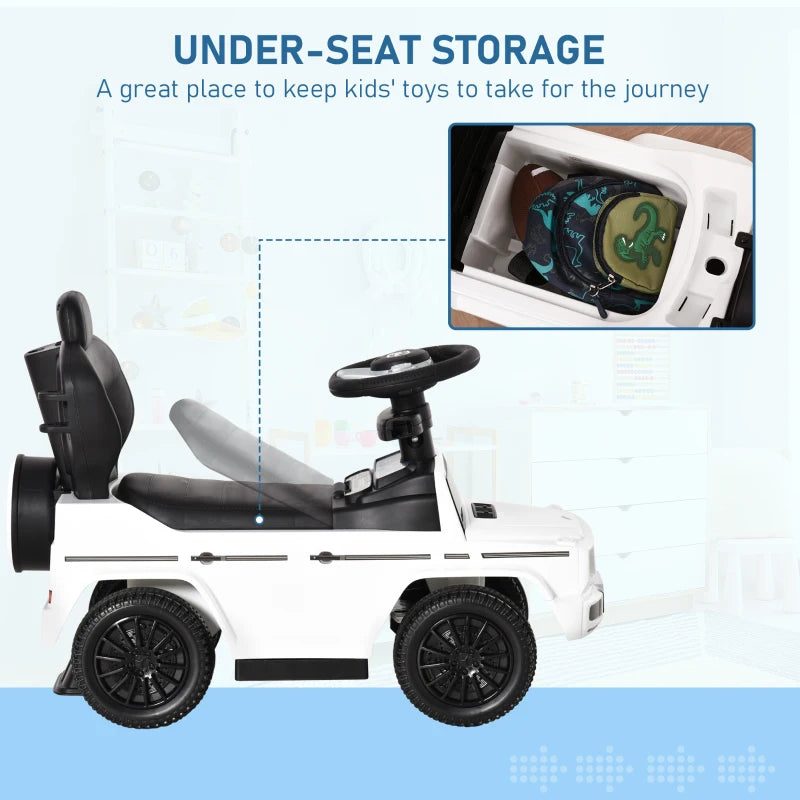 White 3-in-1 Kids Ride-On Push Car with Horn and Steering Wheel
