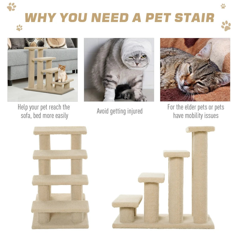 Cat Tree Ladder - Light Brown - 63.5L x 43W x 60H (cm)