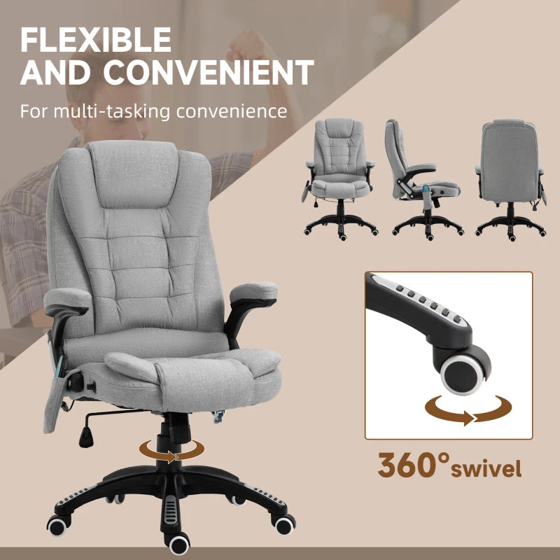 Light Grey Ergonomic Massage Office Chair with Heated Back Support