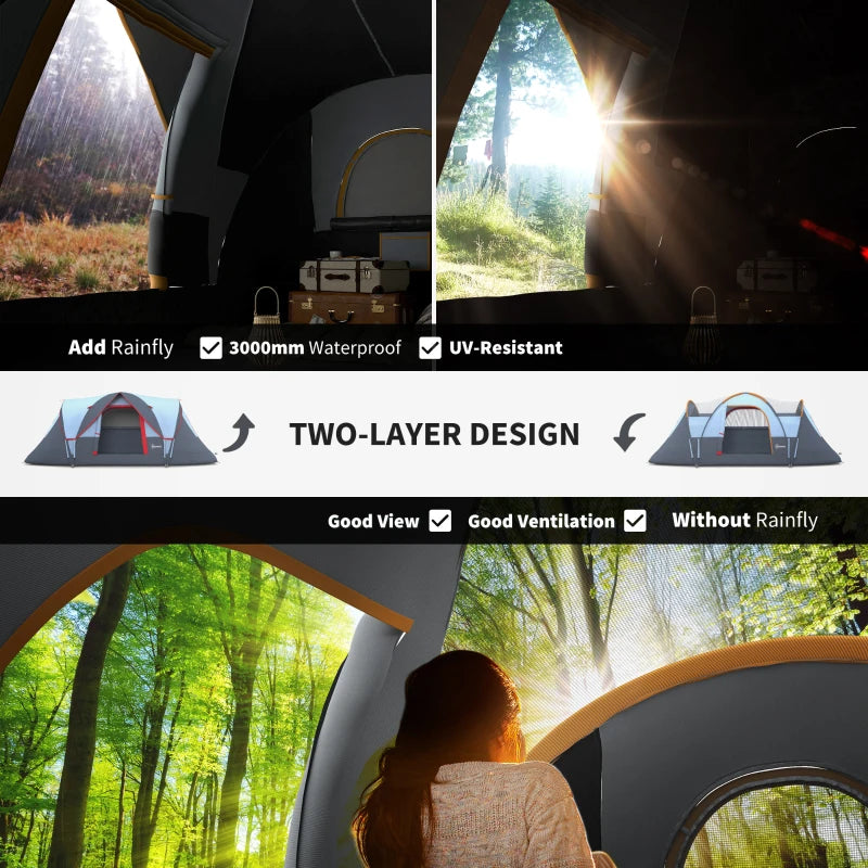 6-Person Multicolor Dome Camping Tent UV Protection Water Resistant