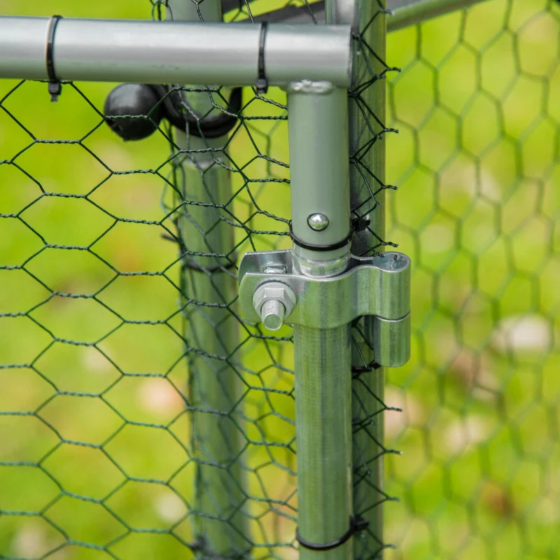 Galvanized Metal Chicken Run with Water-Resistant Cover, Large Outdoor Enclosure for 4-6 Chickens - 200 x 105 x 172cm