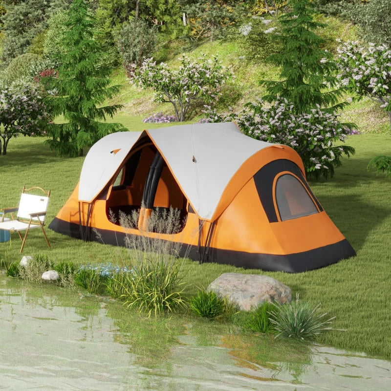 Orange 6-Person Tent with 2 Rooms, Rainfly & Accessories