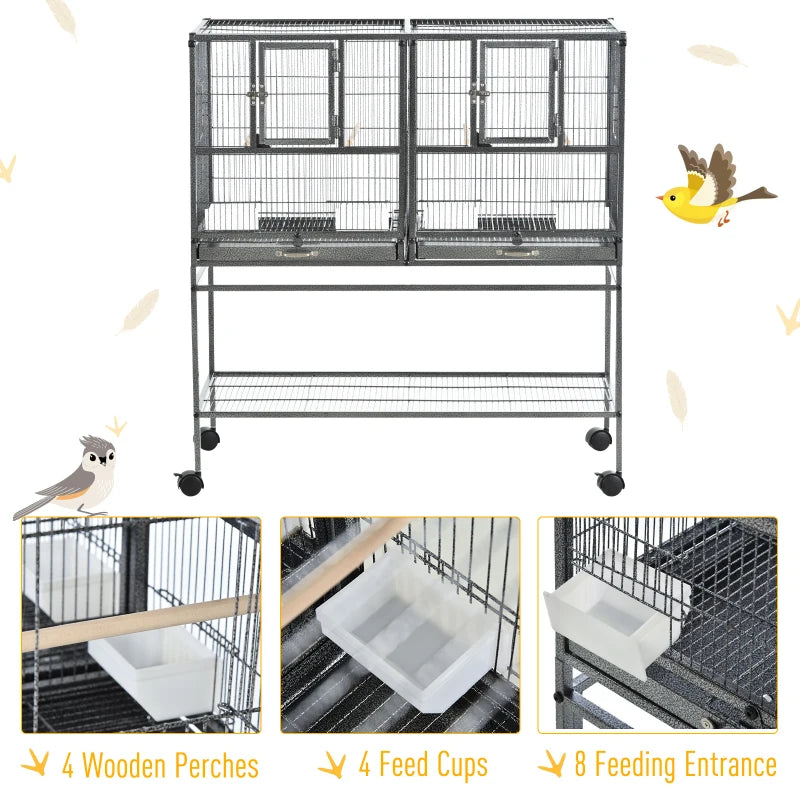 Large Metal Bird Cage for Small Birds - White