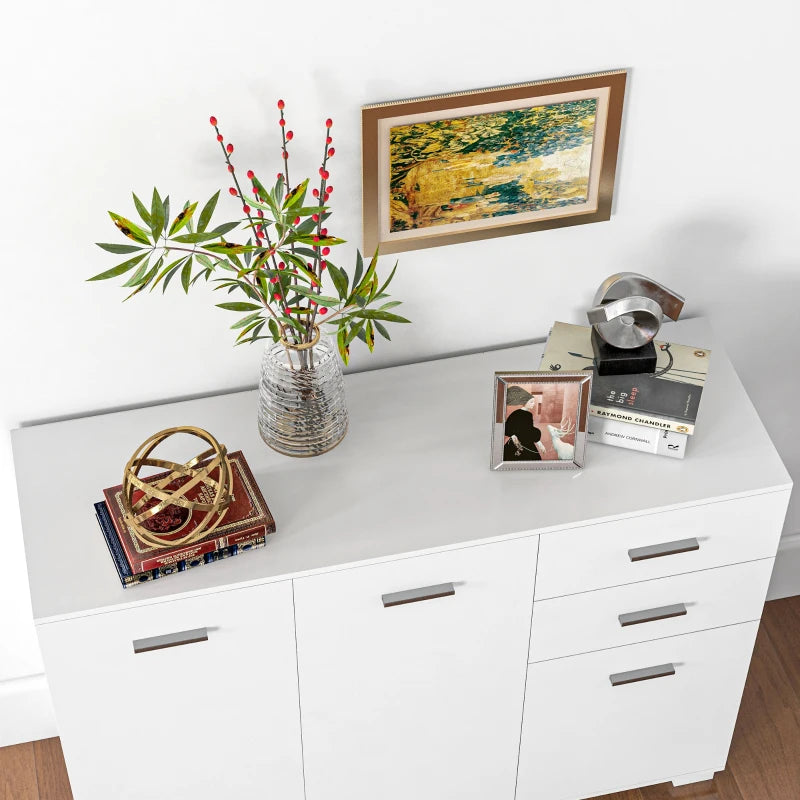 White Modern Sideboard with Drawers and Doors