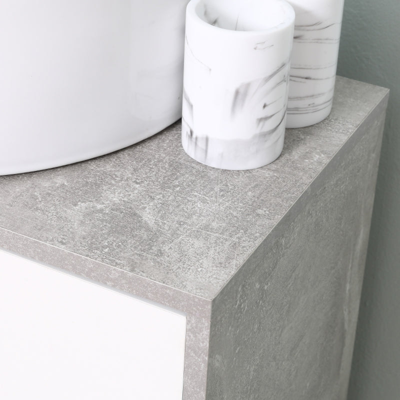 White and Grey Under Sink Bathroom Storage Cabinet