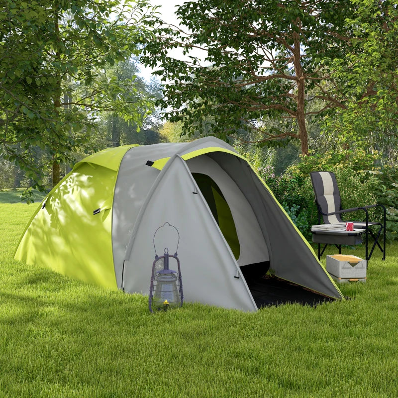 Yellow/Grey 2-Person Dome Tent with Front Porch and Accessories