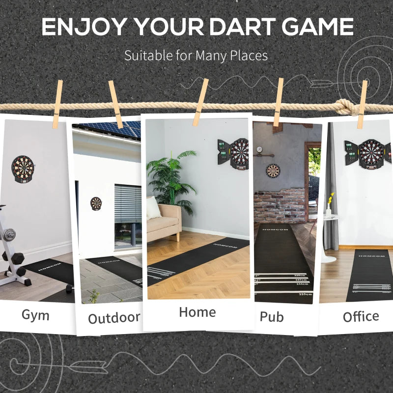Rubber Dart Mat for Home and Club Use - 4 Throwing Distances - Black