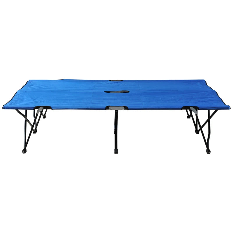 Blue Foldable Double Camping Cot with Carry Bag