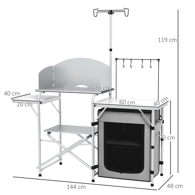 Portable Folding Camping Kitchen with Wind Shield - Blue