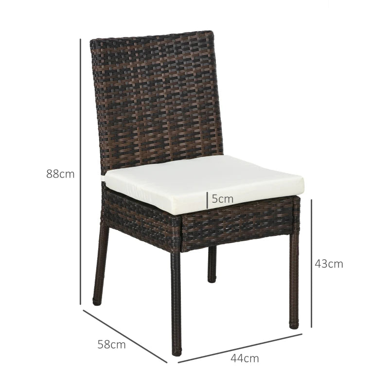 Brown Rattan Garden Chairs Set - Pack of 4