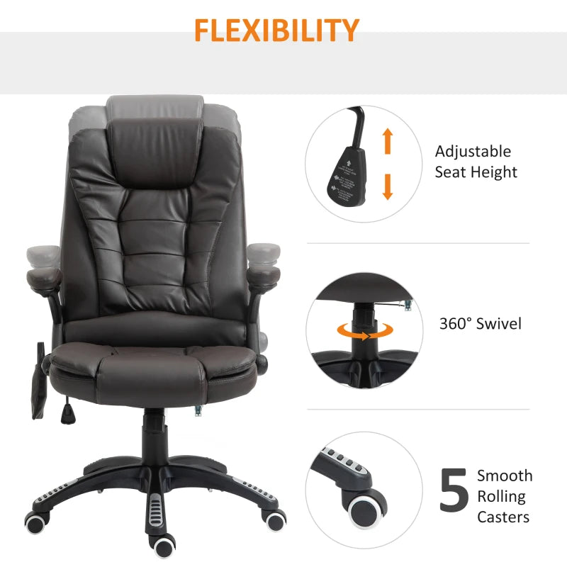 Brown High Back Massage Office Chair with Heat