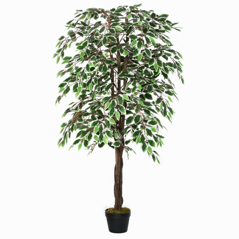 Green 160cm Artificial Ficus Silk Tree with Nursery Pot - Indoor Outdoor Decor