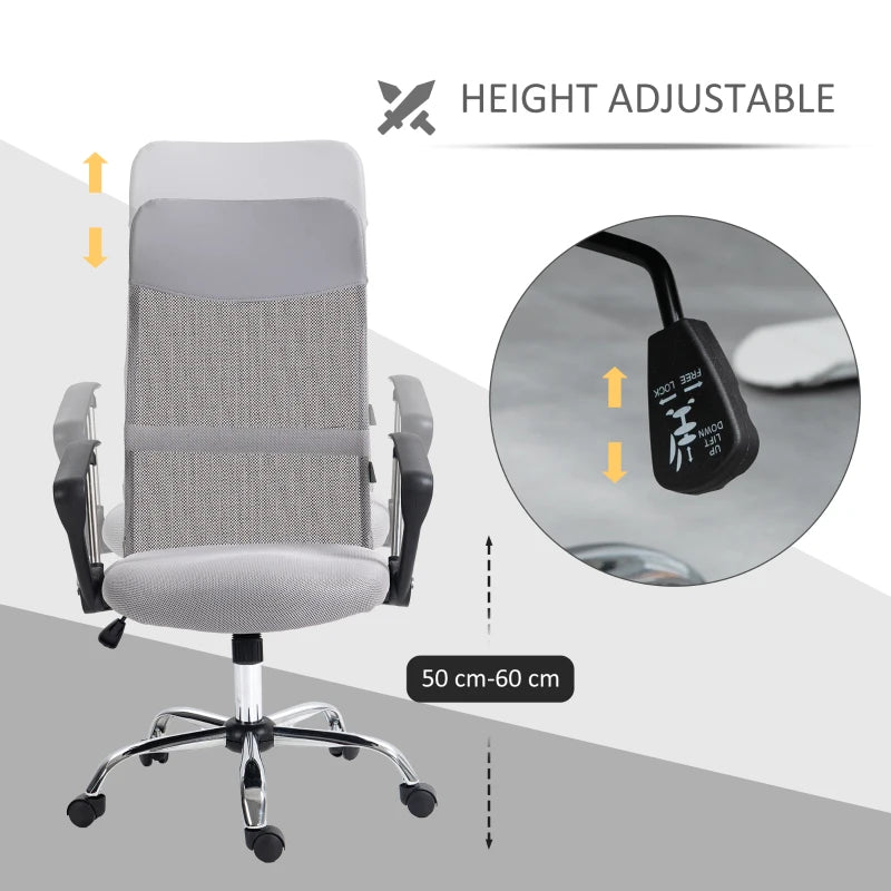 Light Grey Ergonomic Mesh Office Chair with Adjustable Height & Tilt