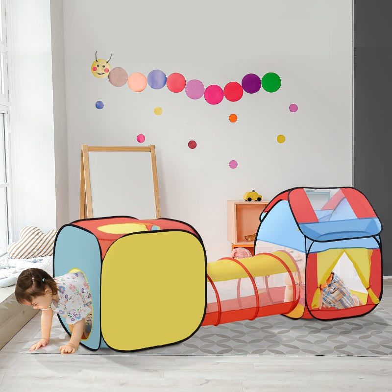 Multicolor Kids Pop Up Play Tunnel Set - Indoor/Outdoor Use - 230 x 70 x 89 cm