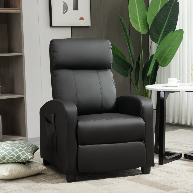 Black Massage Recliner Armchair with Adjustable Leg Rest