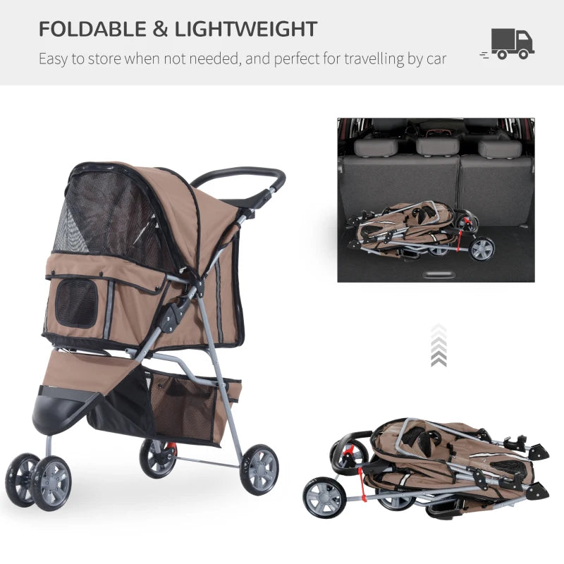 Pet Travel Stroller for Small Dogs - Coffee