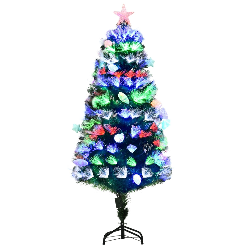 5FT Pre-Lit Green Christmas Tree with Fibre Optic Baubles and LED Lights