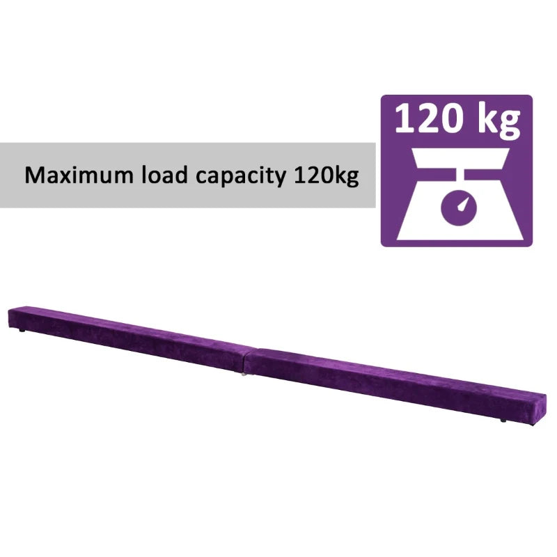 Purple Suede Upholstered Wooden Folding Balance Beam