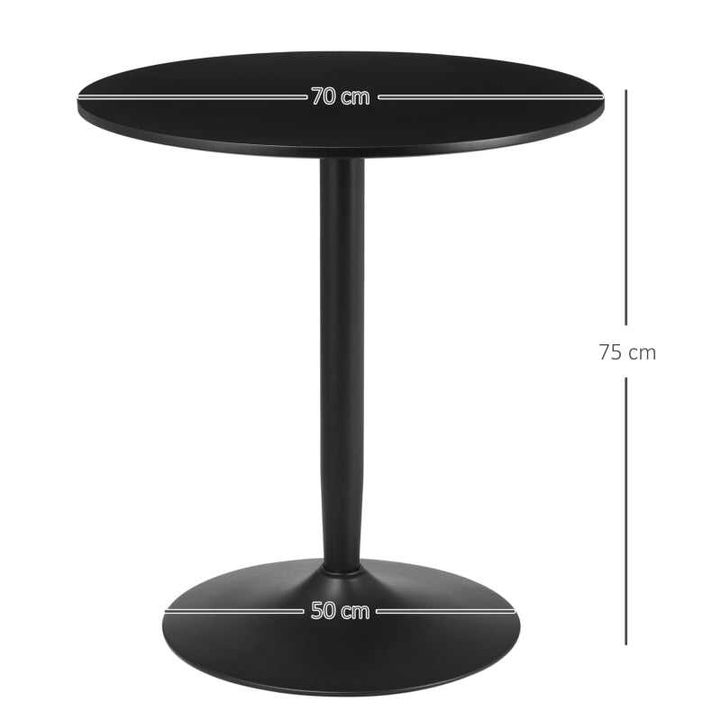 Black Small Round Dining Table with Steel Base - Compact Size for Kitchen