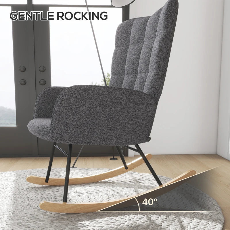 Dark Grey Wingback Nursery Rocking Chair