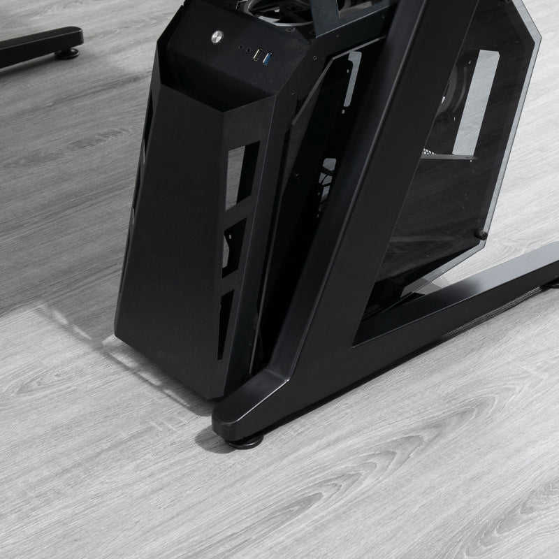 Carbon Fibre Gaming Desk, Black, Gamer Workstation with Storage