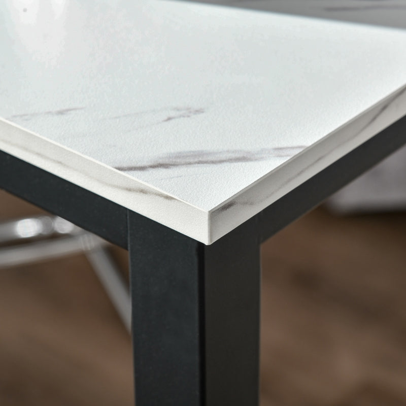 Marble Grain Bar Table with Adjustable Footpads, 120x40x100cm, White & Black