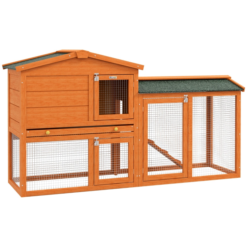 Orange 2 Tier Rabbit Hutch with Run and Ramp