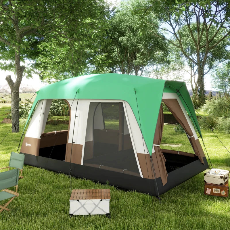 Green 7-Person Camping Tent with Rainfly & Accessories