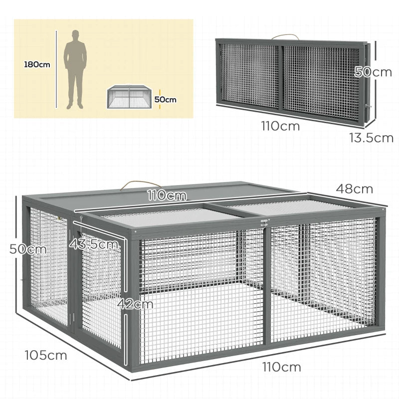 Grey Folding Rabbit Hutch