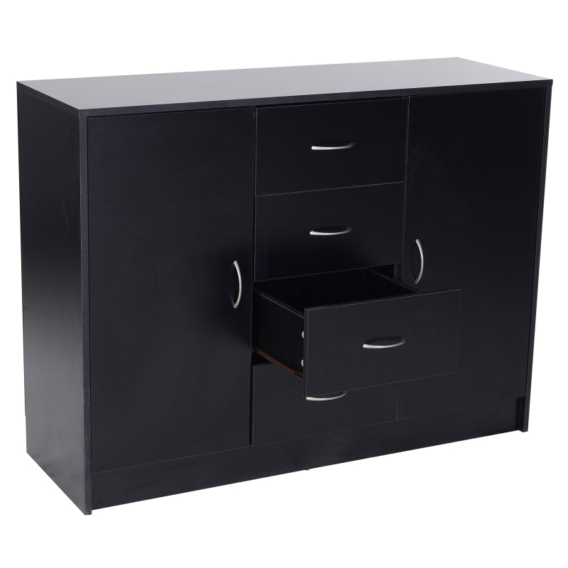 Black Sideboard Storage Cabinet with Doors and Drawers