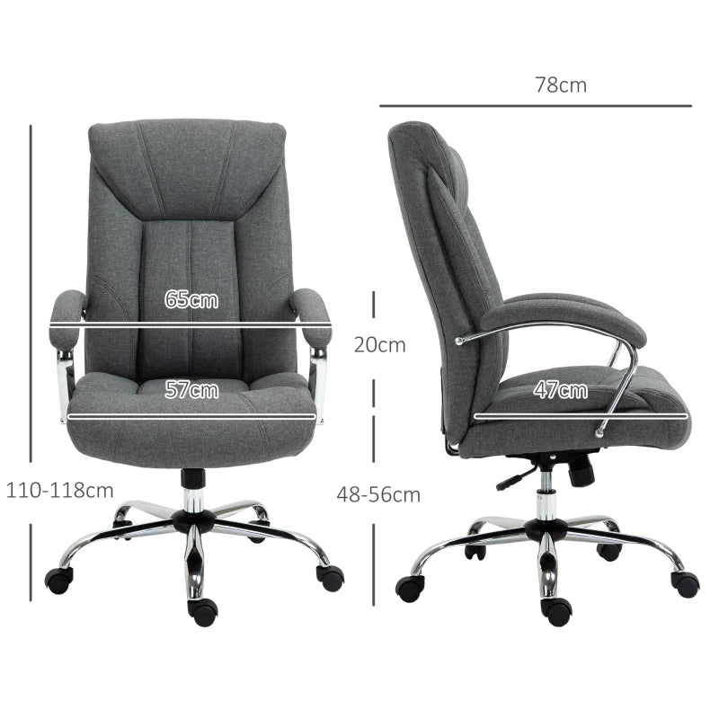 Grey Linen Home Office Chair with Adjustable Height & Swivel Wheels