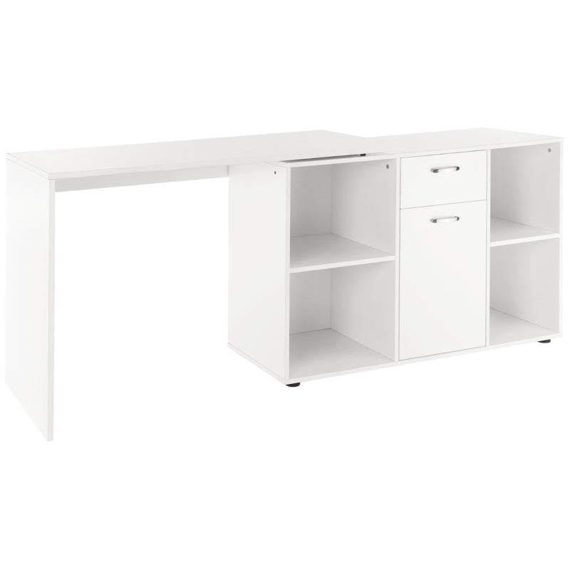 White L-Shaped Computer Desk with Storage