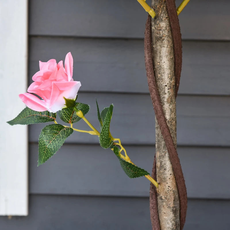 Artificial Pink Rose Floral Plant in Pot, Indoor Outdoor Home Decor, 90cm