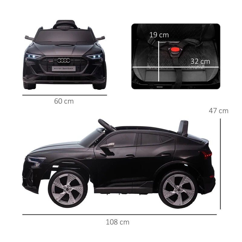 Black Audi E-tron 12V Kids Electric Ride On Car with Remote Control