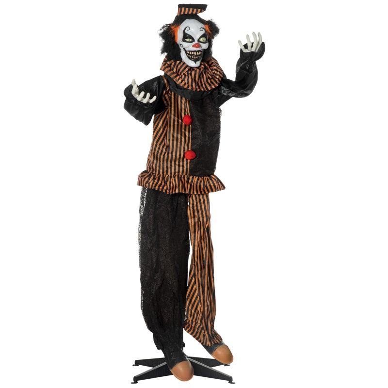 Animated Circus Clown Halloween Decoration with Light-Up Eyes