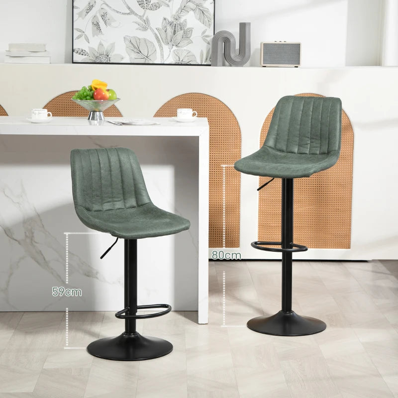 Green Retro Tub Bar Stools Set of 2