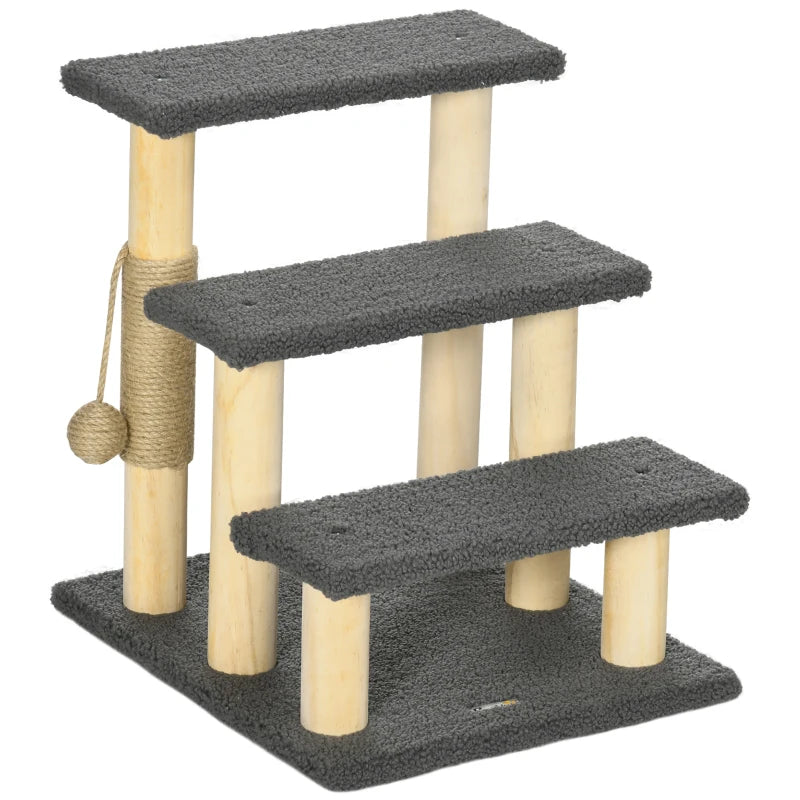 Grey 48cm Cat Tree with Toy Ball and Scratching Post