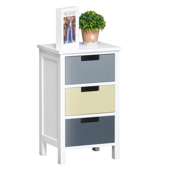 3-Drawer White Storage Side Cabinet - Home Furniture